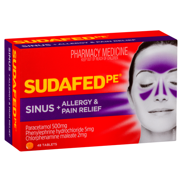 Sudafed PE Sinus + Allergy & Pain Relief Tablets  48 Pack