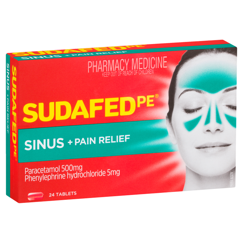 Sudafed PE Sinus + Pain Relief Tablets 24 Pack