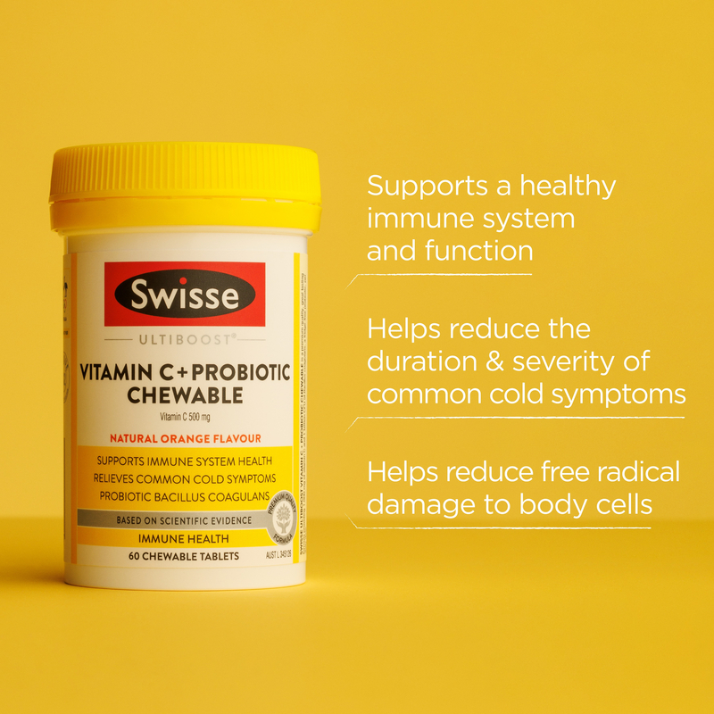 Swisse Ultiboost Vitamin C + Probiotic Chewable 60 Tablets