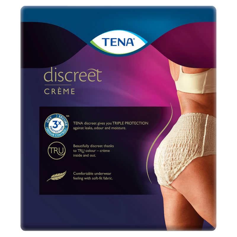 TENA Discreet Women's High Waist Underwear Creme Medium (M) 9 Pack
