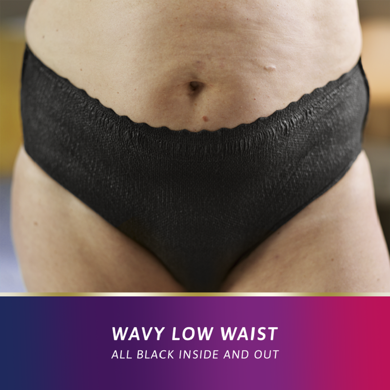 TENA Discreet Women's Lingerie Waist Underwear Black Medium 10 Pack