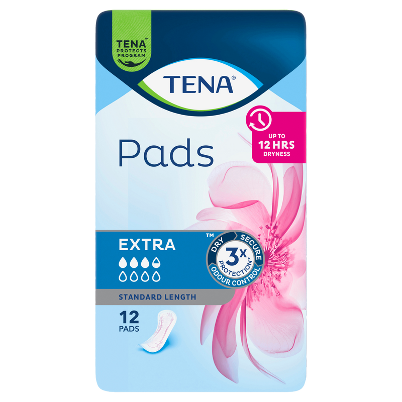 Tena Pads Extra Standard Length 12 Pads