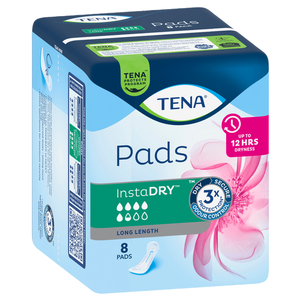 TENA Pads InstaDRY™ Long Length 8 Pack