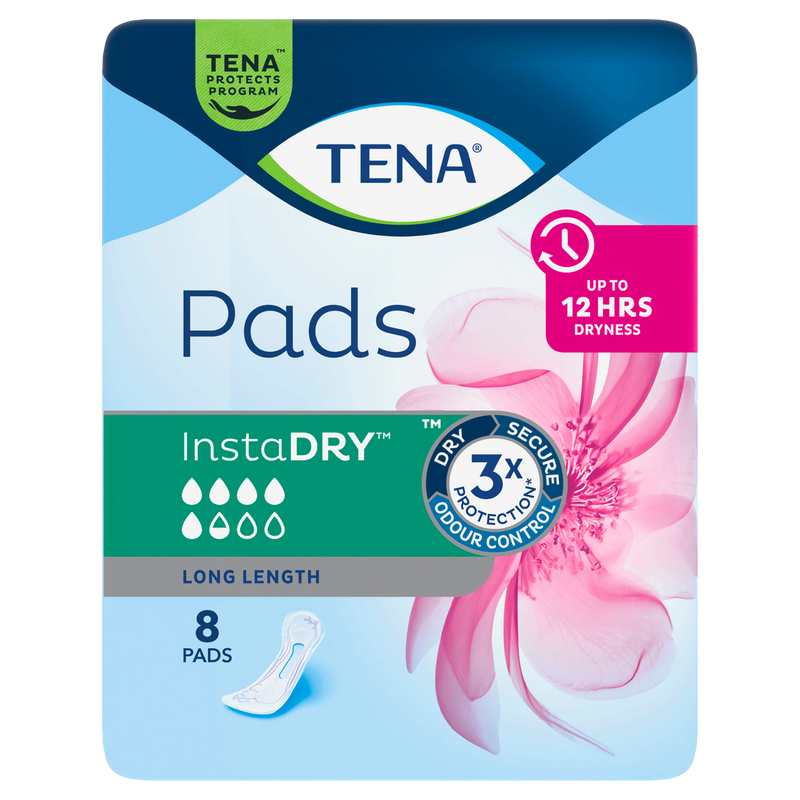 TENA Pads InstaDRY™ Long Length 8 Pack