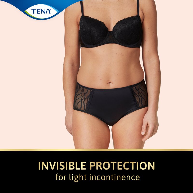 TENA Women's Washable Absorbent Underwear Classic Black Size 10-12 (S) 1 Pack