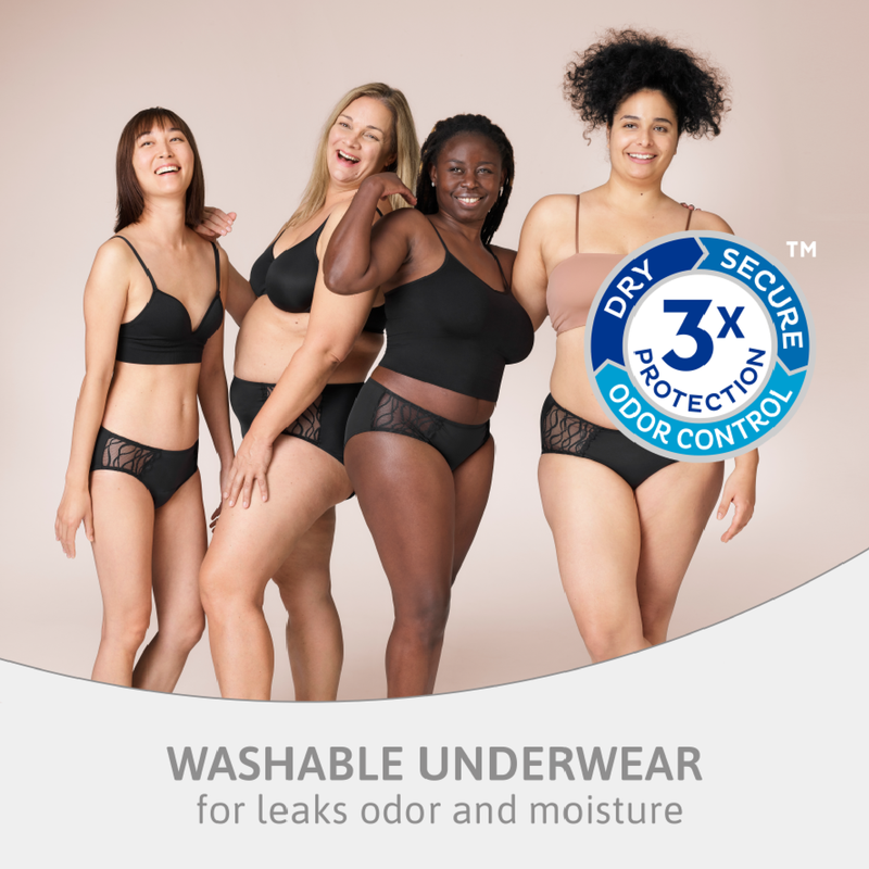 TENA Women's Washable Absorbent Underwear Classic Black Size 12-14 (M) 1 Pack