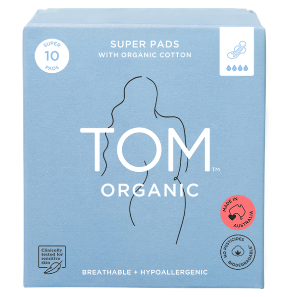 TOM Organic Ultra Thin Super Pads with Wings 10 Pack