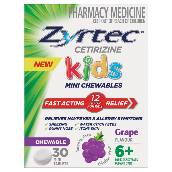 Zyrtec Kids Mini Chewables Grape 30 Mini Tablets