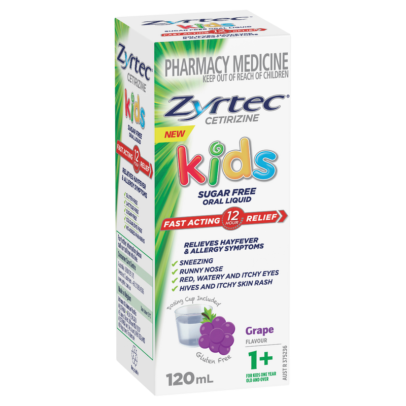 Zyrtec Kids Allergy & Hayfever Antihistamine Grape Liquid 120ml