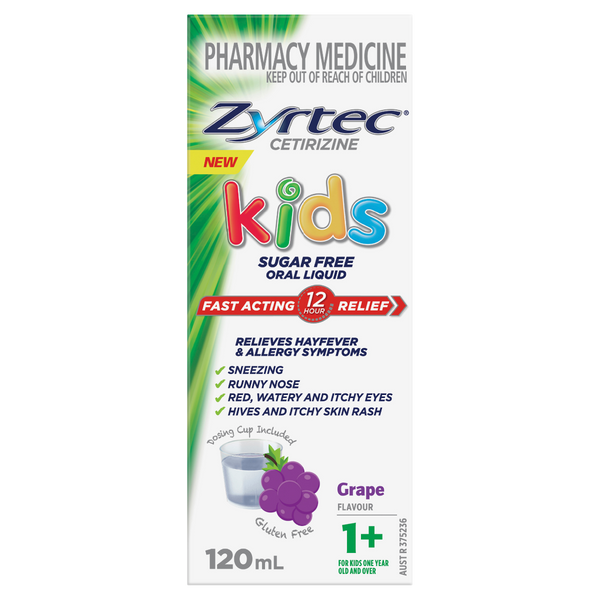 Zyrtec Kids Allergy & Hayfever Antihistamine Grape Liquid 120ml