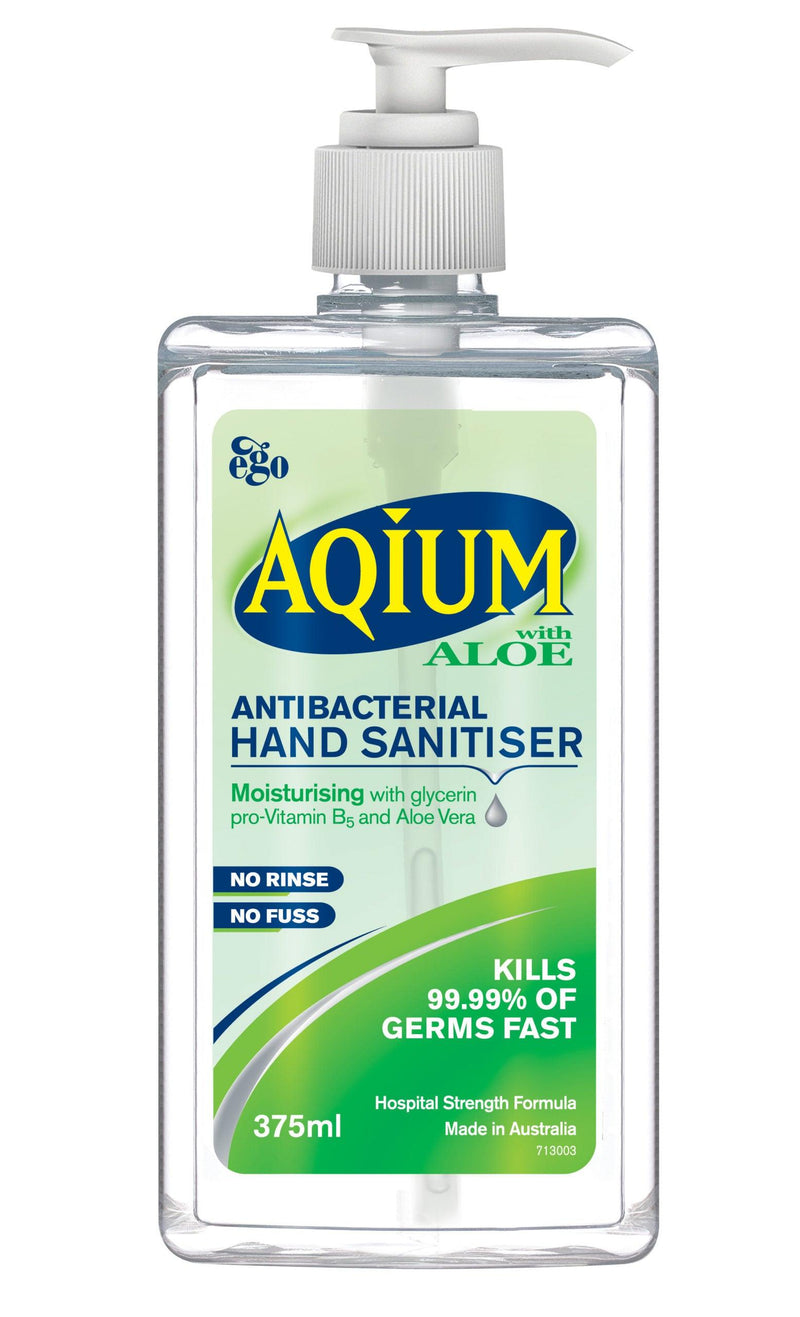 Aqium Hand Sanitiser Aloe 375ml - Aussie Pharmacy