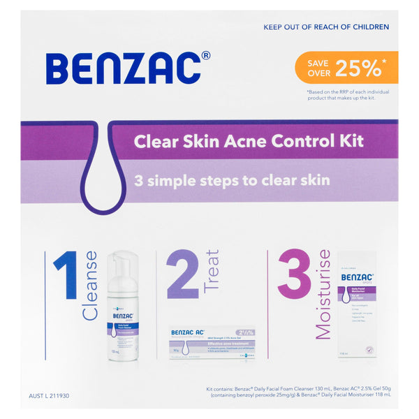 Benzac 3 Step Clear Skin Acne Control Kit - Aussie Pharmacy