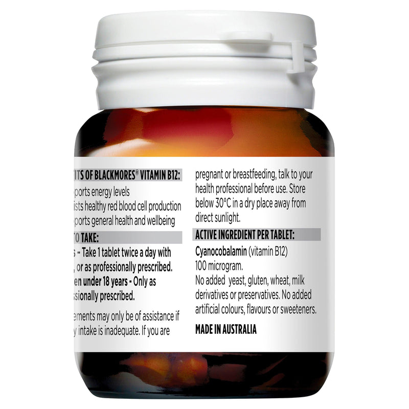 Blackmores Vitamin B12 75 Tablets - Aussie Pharmacy