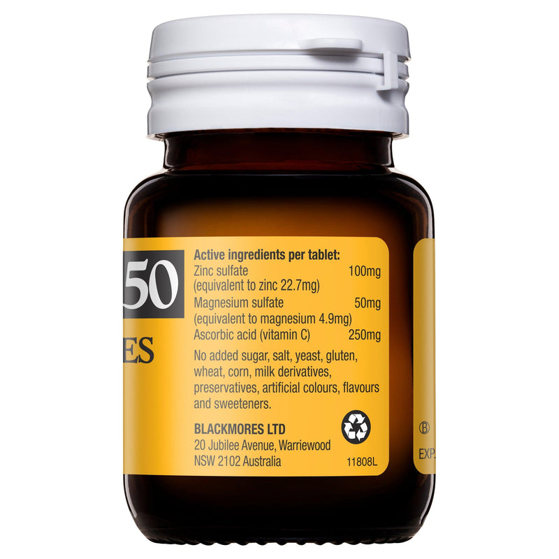 Blackmores ZinvitC250 50 Tablets - Aussie Pharmacy
