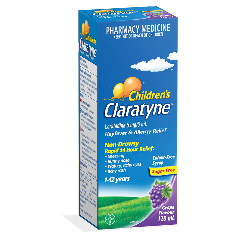 Children's Claratyne Antihistamine Hayfever & Allergy Relief Grape Flavoured Syrup 120ml - Aussie Pharmacy