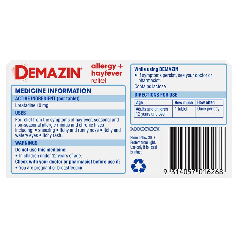 Demazin Allergy + Hayfever Relief 60 Tablets