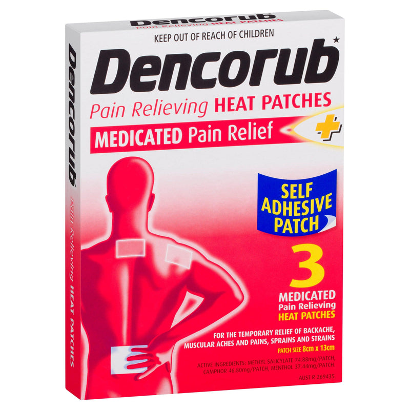 Dencorub Self Adhesive Heat Patches 3 Pack - Aussie Pharmacy