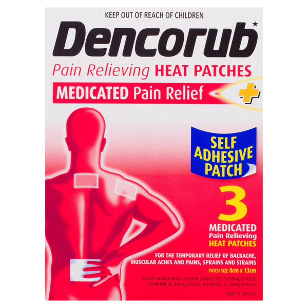 Dencorub Self Adhesive Heat Patches 3 Pack - Aussie Pharmacy