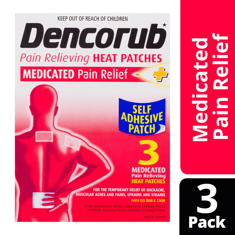 Dencorub Self Adhesive Heat Patches 3 Pack - Aussie Pharmacy