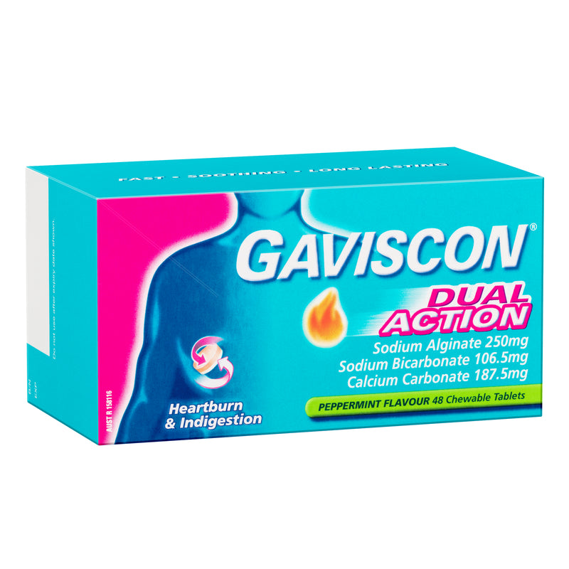 Gaviscon Dual Action Peppermint 48 Chewable Tablets