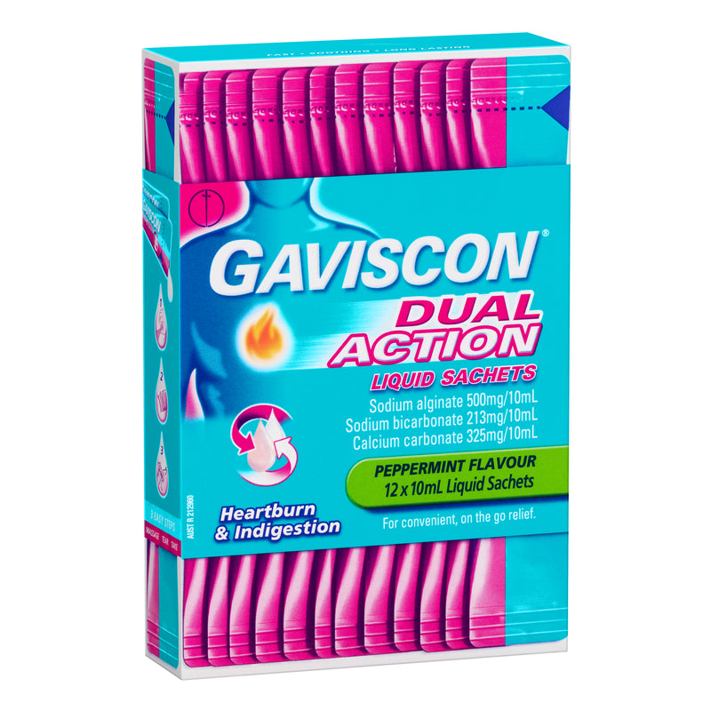 Gaviscon Dual Action Liquid Sachets Peppermint Flavour 12 x 10ml