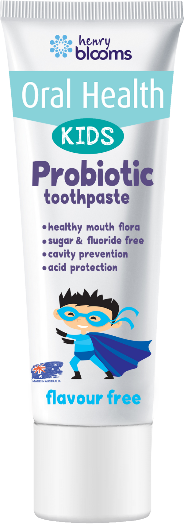 Henry Blooms Kids Probiotic Toothpaste Flavour Free 50g