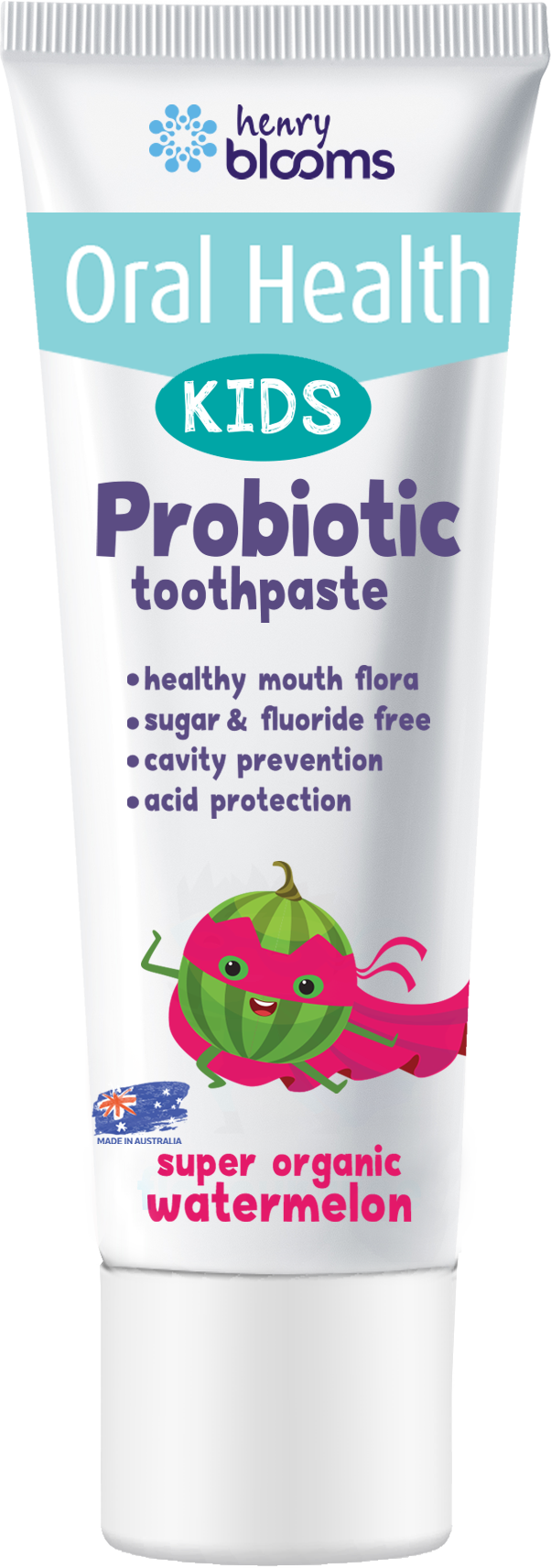 Henry Blooms Kids Probiotic Toothpaste Super Organic Watermelon 50g