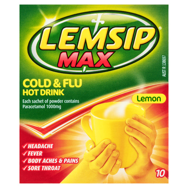 Lemsip Max Cold and Flu Relief Hot Drink Lemon 10 Sachets