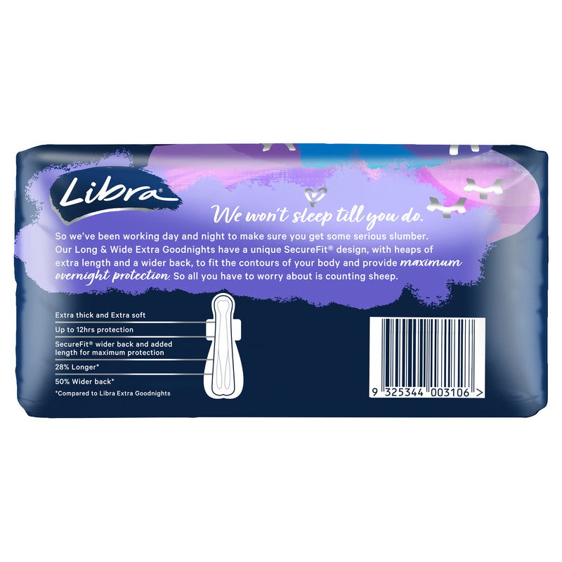 Libra Extra Goodnights Pads Long and Wide with Wings 6 Pack