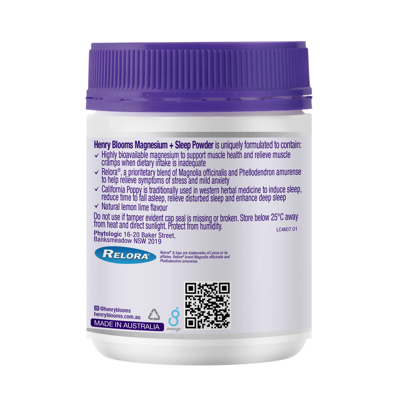 Henry Blooms Magnesium + Sleep Powder 150g Oral Powder