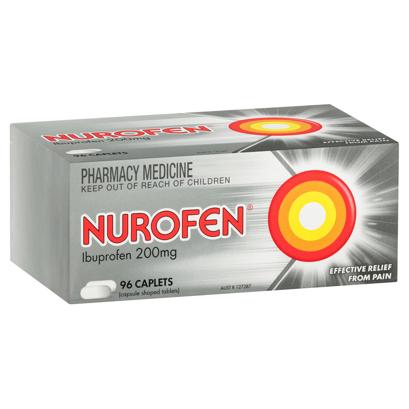 Nurofen Ibuprofen Pain and Inflammation Relief Caplets 200mg 96