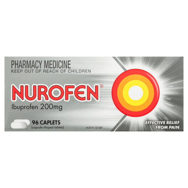 Nurofen Ibuprofen Pain and Inflammation Relief Caplets 200mg 96