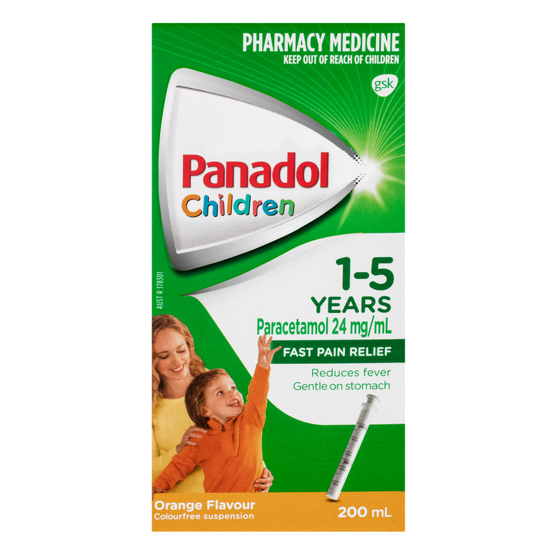 Panadol Children 1-5 Years Suspension Fever & Pain Relief Orange Flavour 200ml