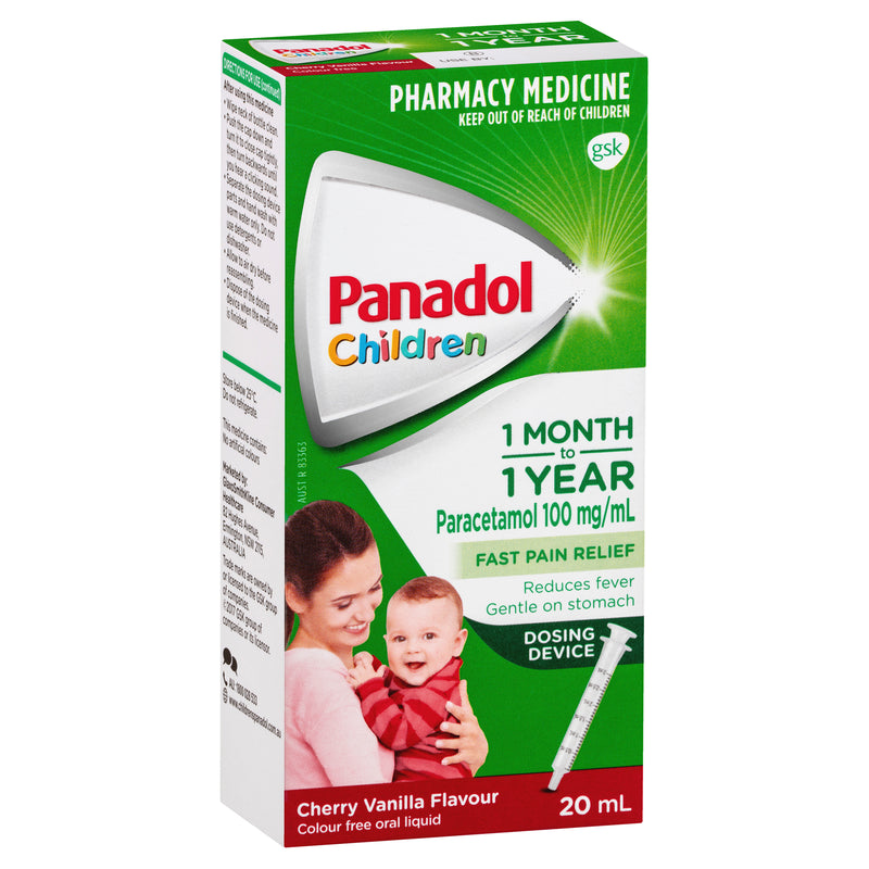 Panadol Children 1 Month – 1 Year Baby Drops with Dosing Device Fever & Pain Relief 20mL