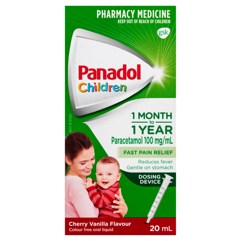 Panadol Children 1 Month – 1 Year Baby Drops with Dosing Device Fever & Pain Relief 20mL