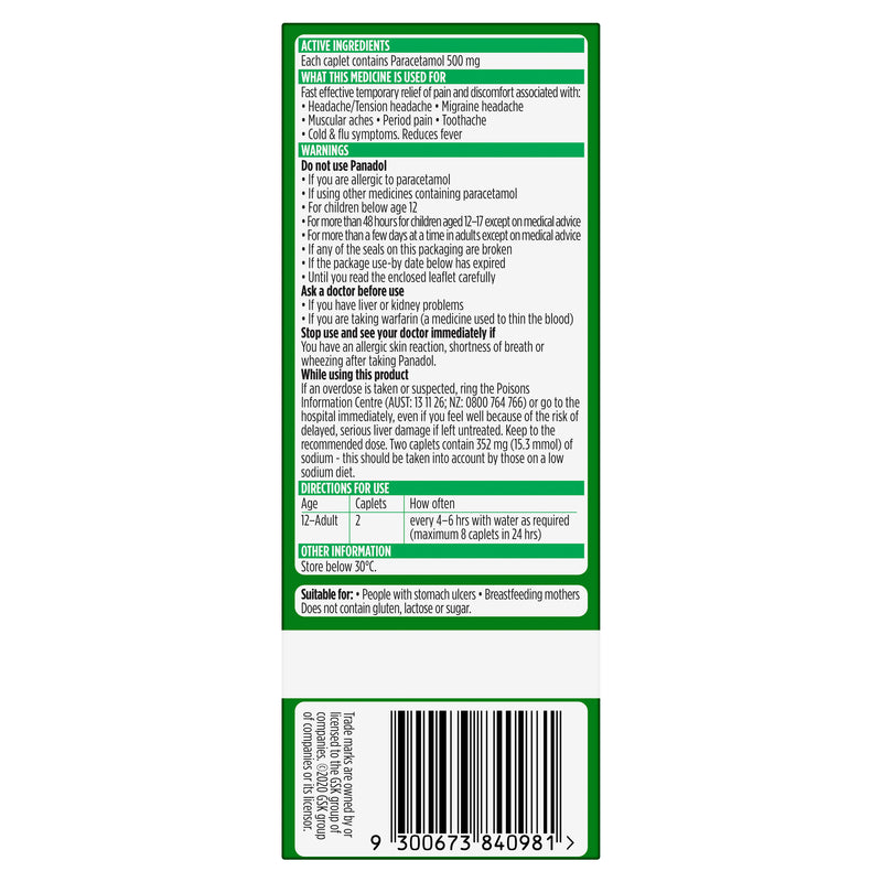 Panadol Rapid Paracetamol 500 mg 80 Caplets