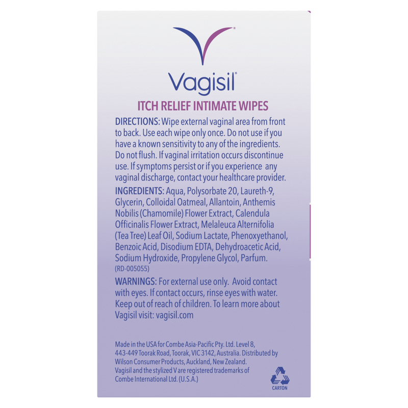 Vagisil Soothing Oatmeal Intimate Wipes 12