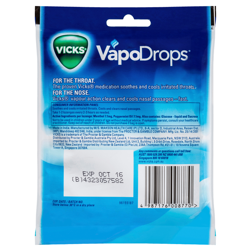 Vicks VapoDrops Cooling Peppermint 24 Lozenges